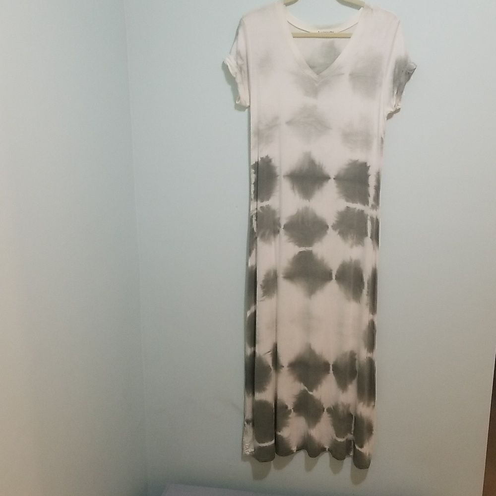 Impressions, greenish grey tie dyed maxi dress.  Size S.